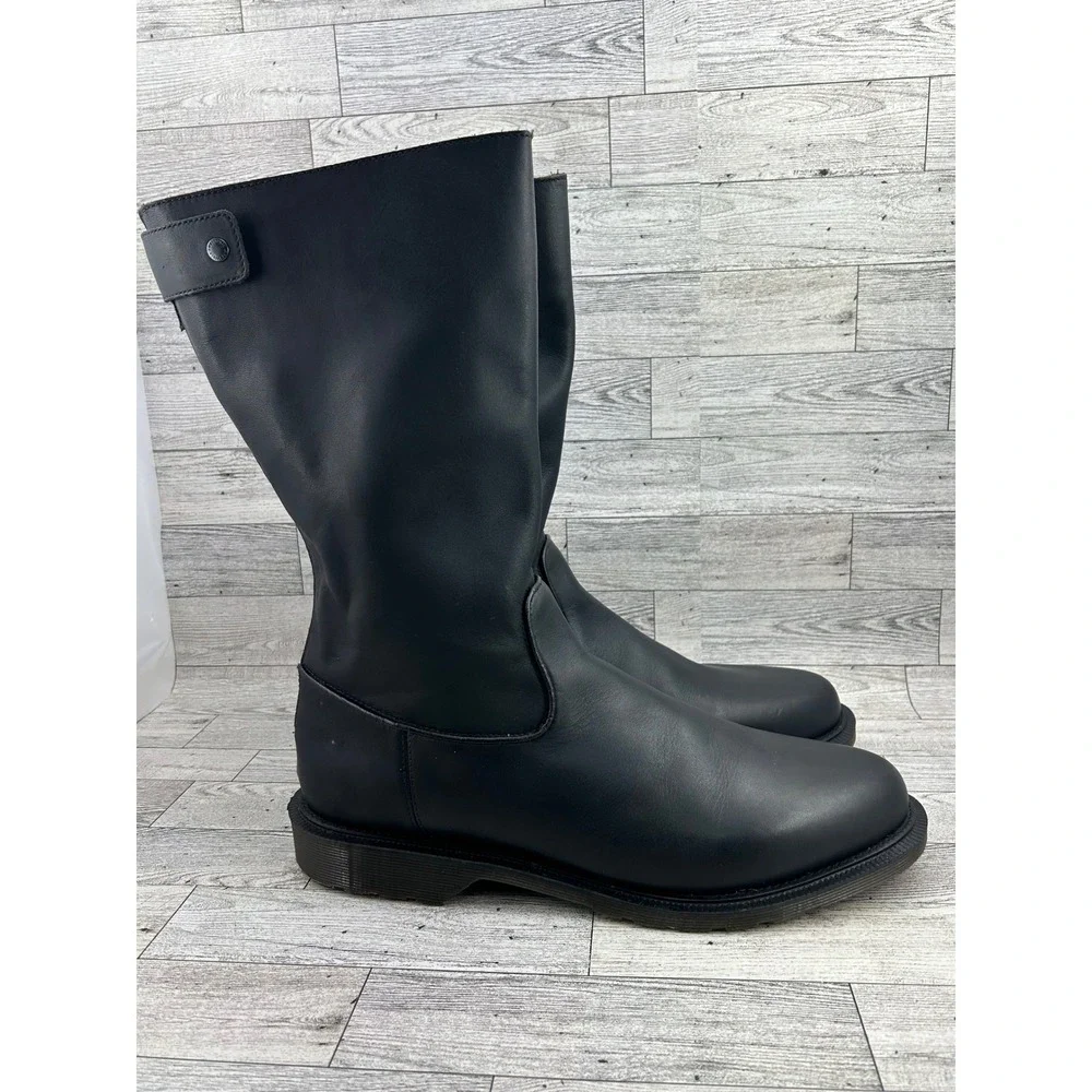 Dr. Martens‎ Samson Black Leather Pull On Mid Calf Boots Back Zipper Mens 12 US